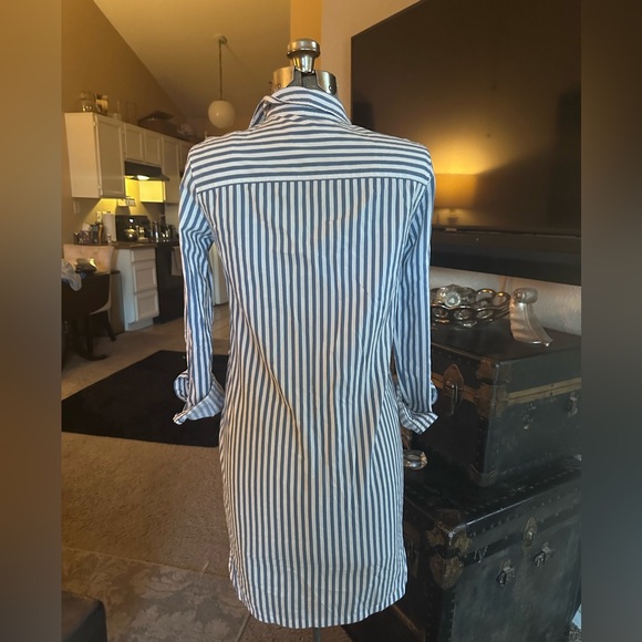 Lacoste Blue and White Striped Long Sleeve Dress - Picture 2 of 5